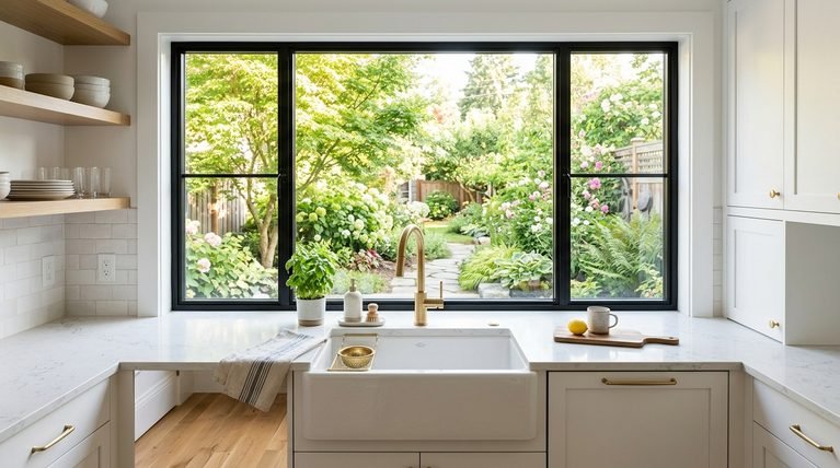 How to Style a Kitchen Window Over the Sink for a Fresh Modern Look