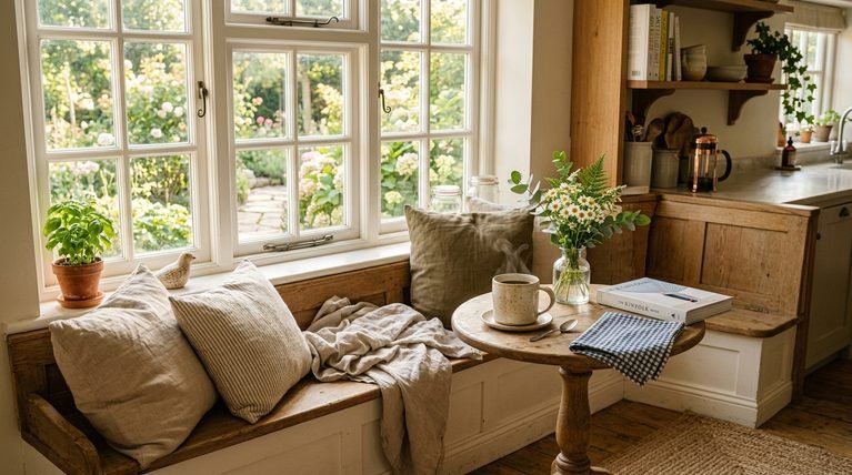 28 Cozy Kitchen Window Breakfast Nook Ideas for Relaxing Mornings
