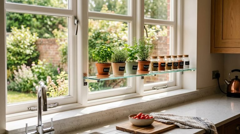 27 Genius Kitchen Window Shelf Ideas to Add Storage and Style