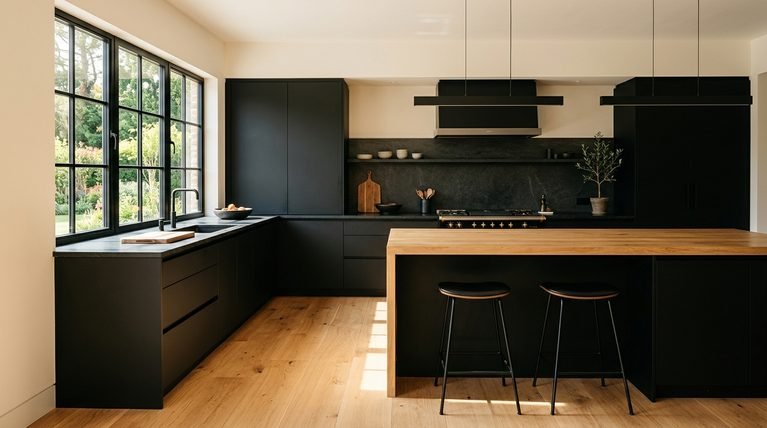 26 Bold Kitchen Flooring Ideas With Dark Cabinets for a Balanced Look